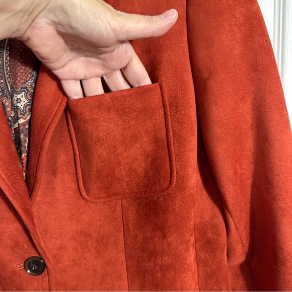 NWOT Tommy Hilfiger sz. 14 blazer, suede feel, sienna color, fall, academia - Picture 5 of 12